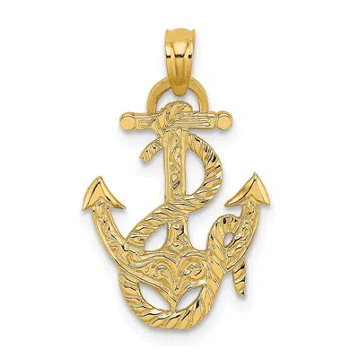 Diamond2deal 14k Yellow Gold Polished Anchor Rope Charm In Yellow