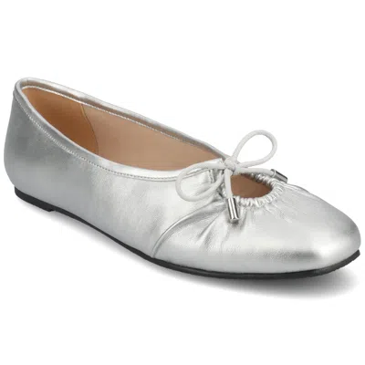 Journee Women's Callee Ballet Medium And Wide Width Dress Flats In Silver