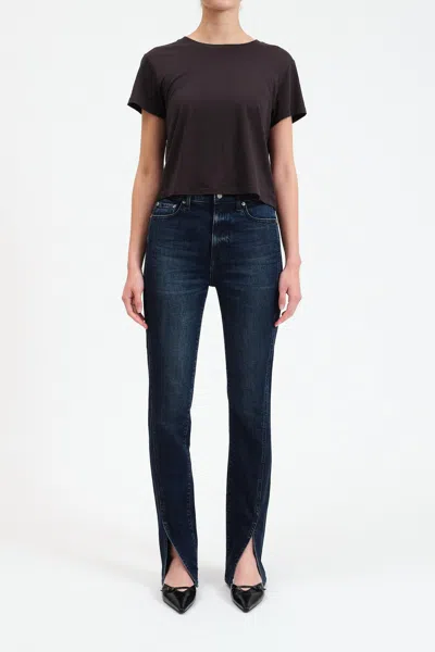 Daze Downtown High Waist Split Hem Straight Leg Jeans In Cheap Thrills In Multi