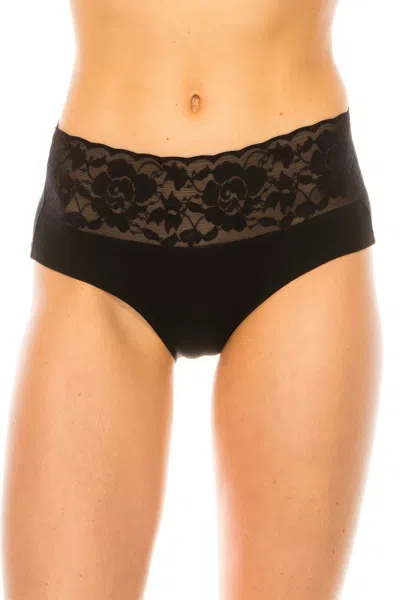 Fashnzfab Women's Lace Band Super Soft Panty In Black