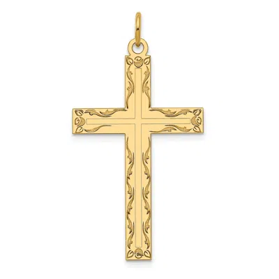 Diamond2deal 14k Yellow Gold Laser Designed Cross Pendant In Yellow