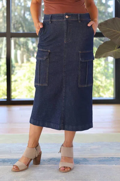 Sanctuary Essential Denim Cargo Midi Skirt In Multi