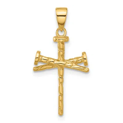 Diamond2deal 14k Yellow Gold Polished Textured Nails Cross Pendant In Yellow
