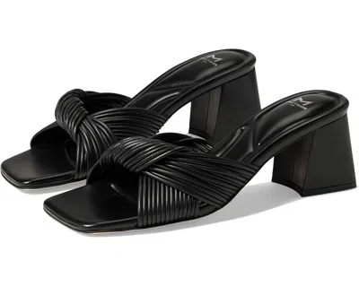 Marc Fisher Cherrie Sandals Women 7.5 Black Leather Square Toe Block Heel Khd660 In Black