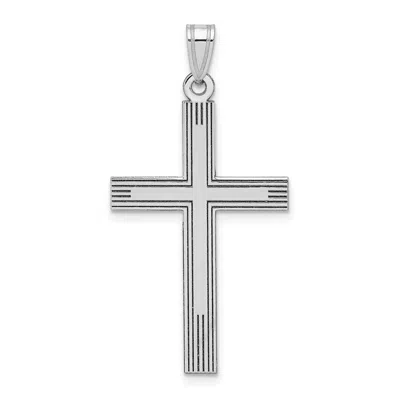 Diamond2deal 14k White Gold Solid Laser Etched Cross Pendant In White