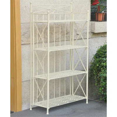 International Caravan 3522 4-tier Iron Folding Bakers Rack, White - 29 Lbs