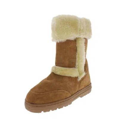Style & Co Witty Womens Suede Fold-over Mid-calf Boots In Brown