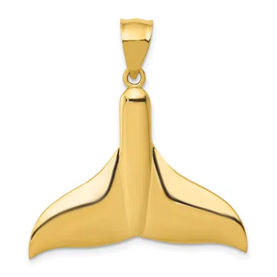 Diamond2deal 14k Yellow Gold Solid Polished Large Whale Tail Pendant In Yellow