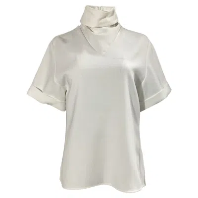Ellery Hopper Cowl Blouse In White Polyester In White