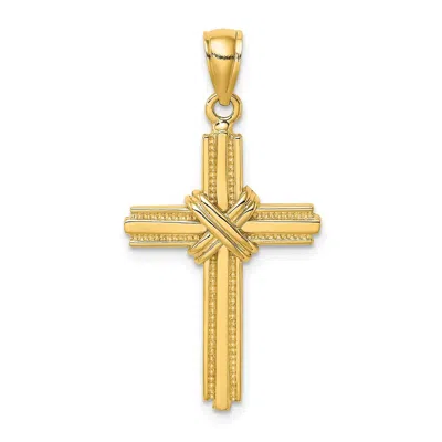 Diamond2deal 14k Yellow Gold Beaded Center Design Cross Charm In Yellow