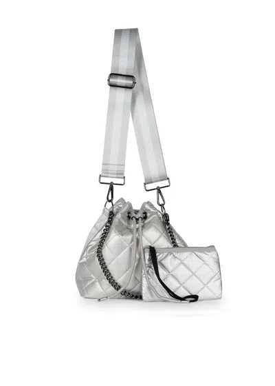 Haute Shore Women's Lindsey Puffer Bucket Bag In Vapor Silver In Multi