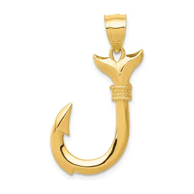 Diamond2deal 14k Yellow Gold 3d Whale Tail Hook Pendant In Yellow