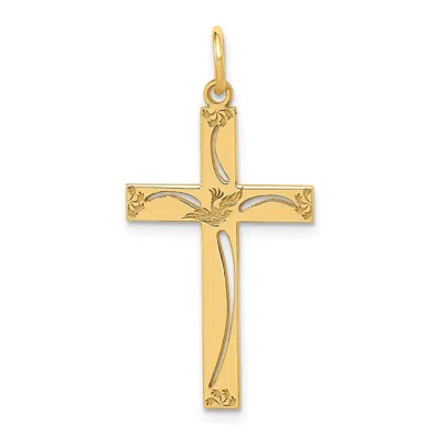 Diamond2deal 14k Yellow Gold Laser Designed Cross Pendant In Yellow