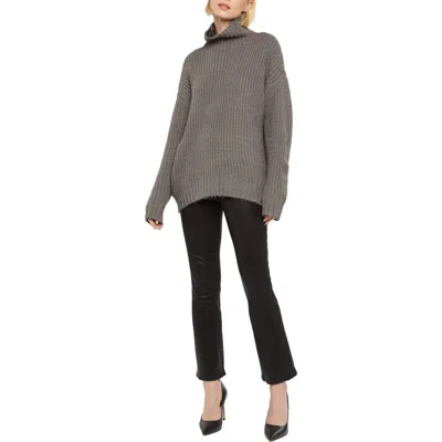 Shop Nydj Valerie Womens Ribbed Knit Mock Turtleneck Sweater In Grey