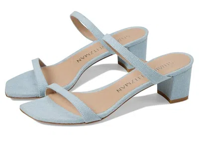 Stuart Weitzman Aleena 50 Sandal Women 5 Light Blue Square Toe Block Heel Khd861 In Blue