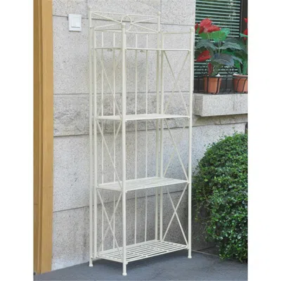 International Caravan 3521 4-tier Iron Folding Bakers Rack, White - 28 Lbs