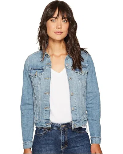 Levi's Levis Trucker Jacket Women's Large Blue Cotton Blend Denim Long Sleeve Jdm216 In Blue