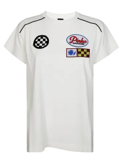 Pinko Short Sleeve T-shirt With Colorful Patches In White