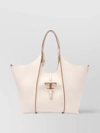 Tod's Open Top Shopper Tote Bag With Contrast Trim In Neutrals