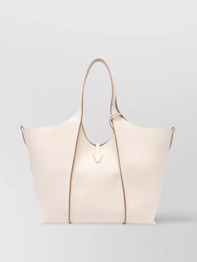 Tod's Open Top Shopper Tote Bag With Contrast Trim In Neutrals