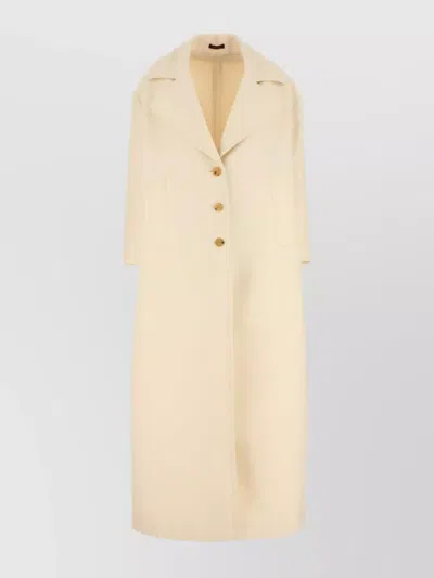 Gucci Women Wool And Silk Crepe Coat With All-over Gg Motif In Neutral