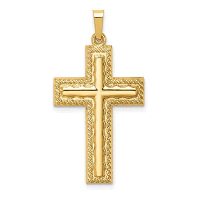 Diamond2deal 14k Yellow Gold Hollow Polished Rope Edge Latin Cross In Yellow
