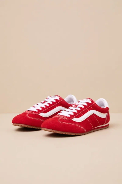 Vans Super Lowpro Racing Red Suede Leather Sneakers