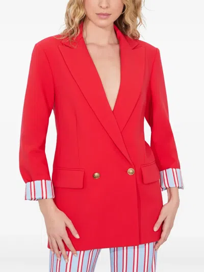 Alice And Olivia Arias Oversized Double Breasted Blazer In Red