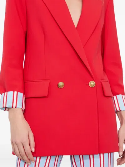 Alice And Olivia Arias Oversized Double Breasted Blazer In Red