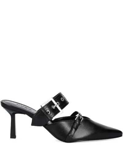 Hugo Boss 70mm Buckled Leather Mules In Black