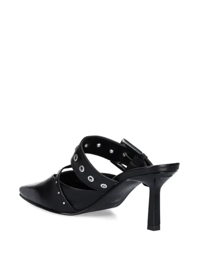 Hugo Boss 70mm Buckled Leather Mules In Black
