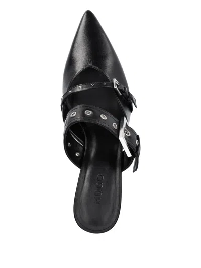 Hugo Boss 70mm Buckled Leather Mules In Black