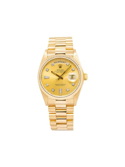 Pre-owned Rolex  Day-date Diamond 36mm In Gold