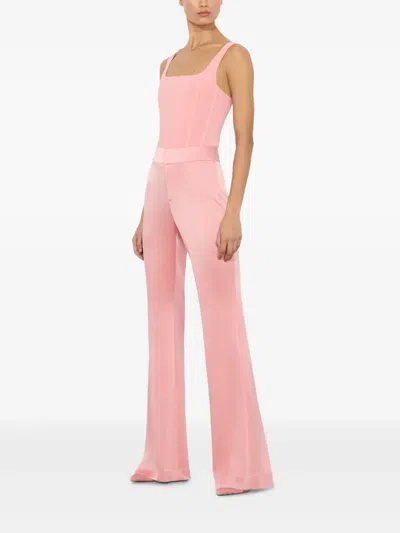Alice And Olivia Deanna Satin High-waisted Bootcut Pants In Primrose