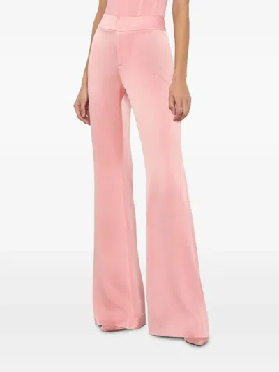 Alice And Olivia Deanna Satin High-waisted Bootcut Pants In Primrose