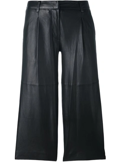 Michael Michael Kors Leather Cropped Trousers In Black