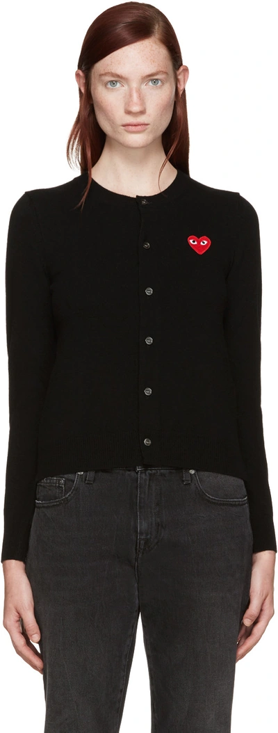 Comme Des Garçons Play Black Wool Heart Patch Cardigan