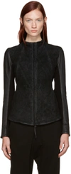 BORIS BIDJAN SABERI Black Brushed Suede Jacket