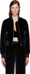 ALEXANDER WANG T Navy Velvet Bomber Jacket