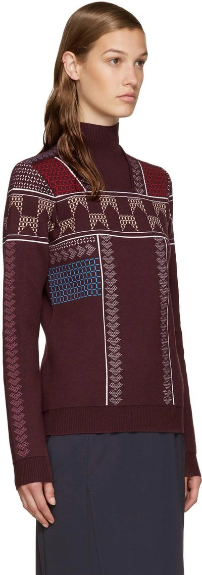 Shop Peter Pilotto Burgundy Ski Knit Pullover