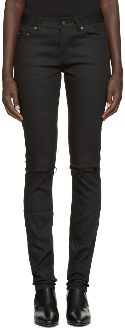 Saint Laurent Black Original Low Waisted Skinny Jeans