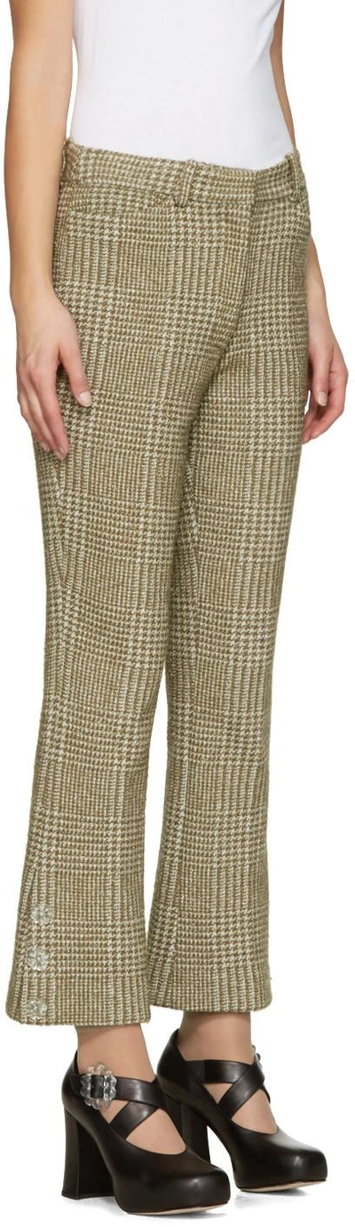 Shop Simone Rocha Khaki Sparkle Houndstooth Trousers