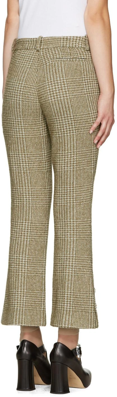 Shop Simone Rocha Khaki Sparkle Houndstooth Trousers