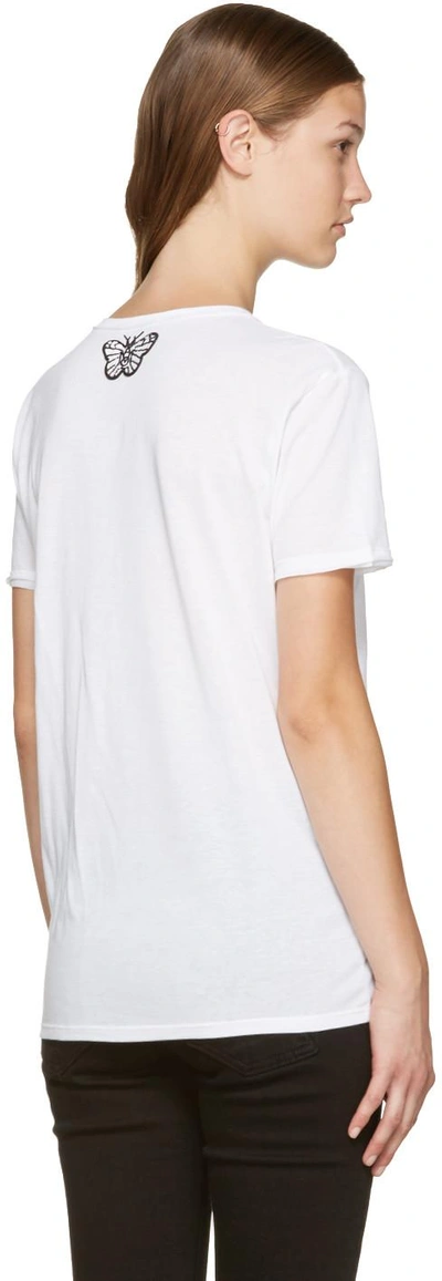 Shop Alexander Mcqueen White Sequinned Butterfly T-shirt