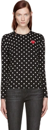 Comme Des Garçons Play Black Polka Dot Heart Patch T-shirt In Nero