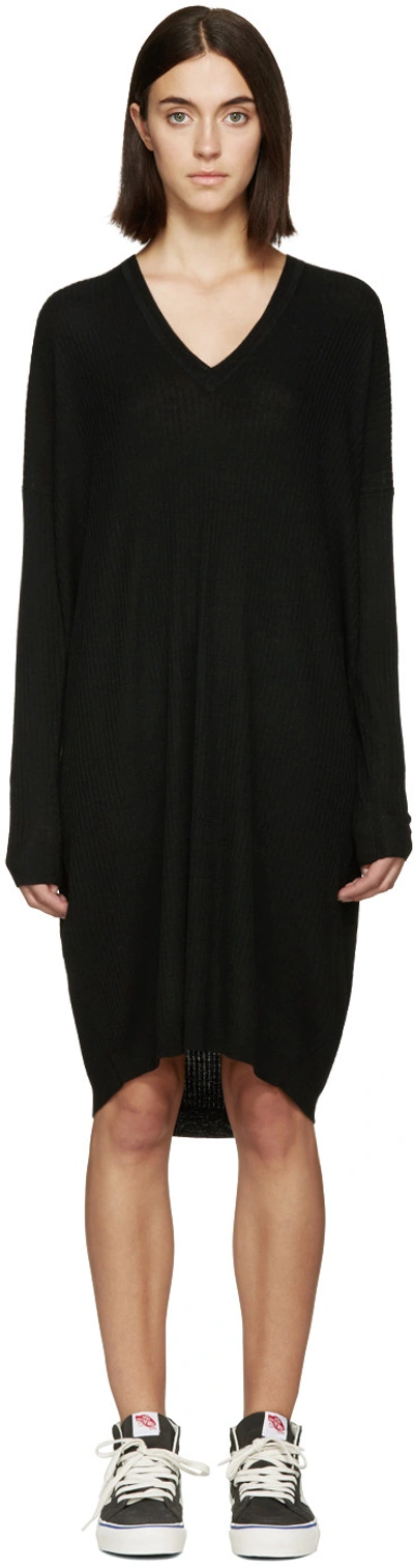 6397 Black Merino Ribbed Dress