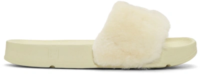Baja East Ivory Fila Edition Shearling Drifter Sandals In 0006 Cream