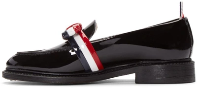 Shop Thom Browne Black Patent Leather Bow Loafers