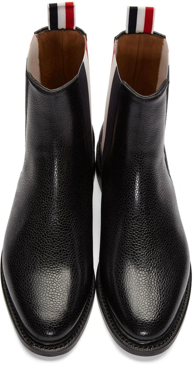 Shop Thom Browne Black Leather Chelsea Boots