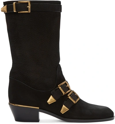 Chloé Susanna Buckled Leather Boots In Black